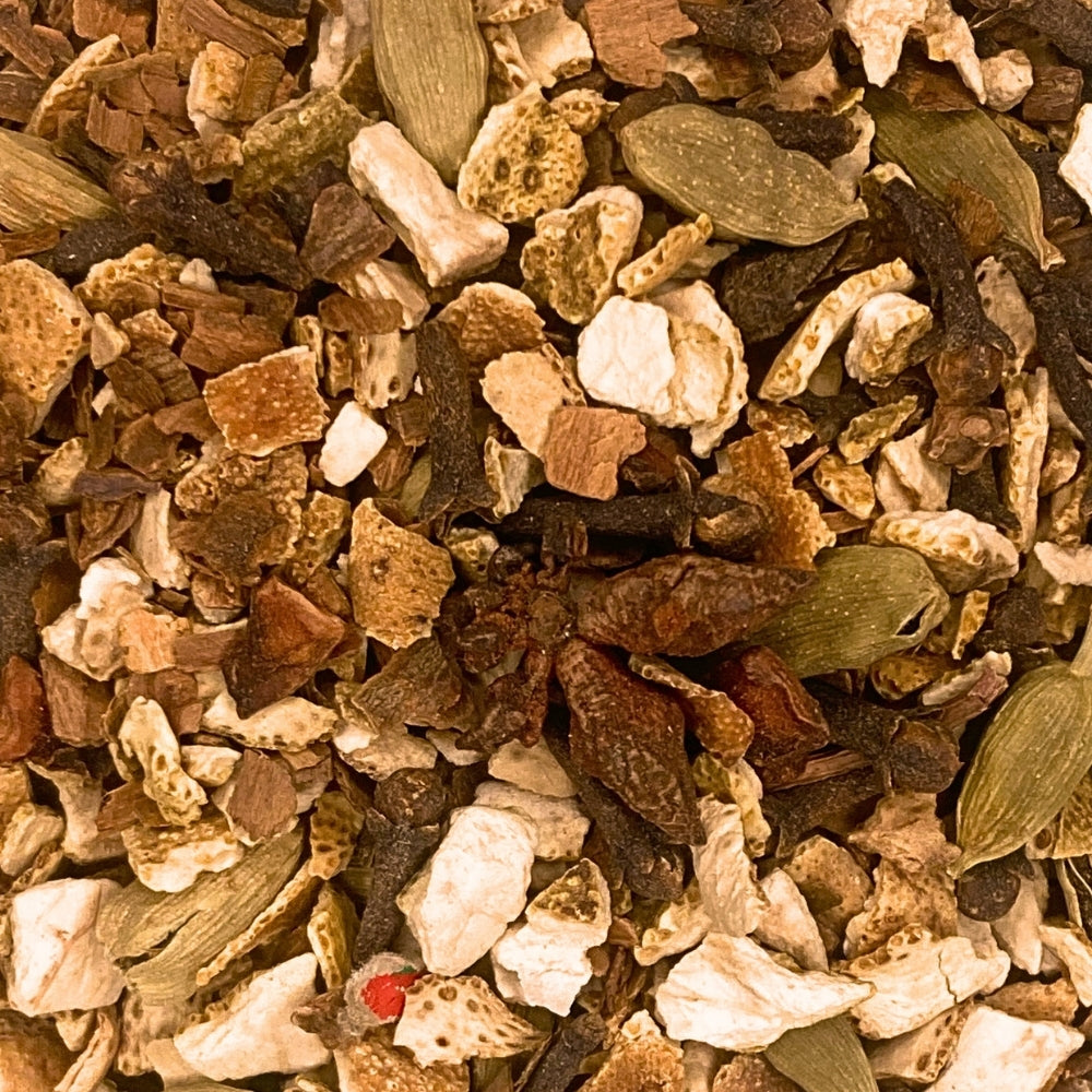 Mélange d'épices Chai Épices pour vin chaud Teavora en vrac : agrumes, cannelle, girofle, cardamome — pour les fêtes de Noël