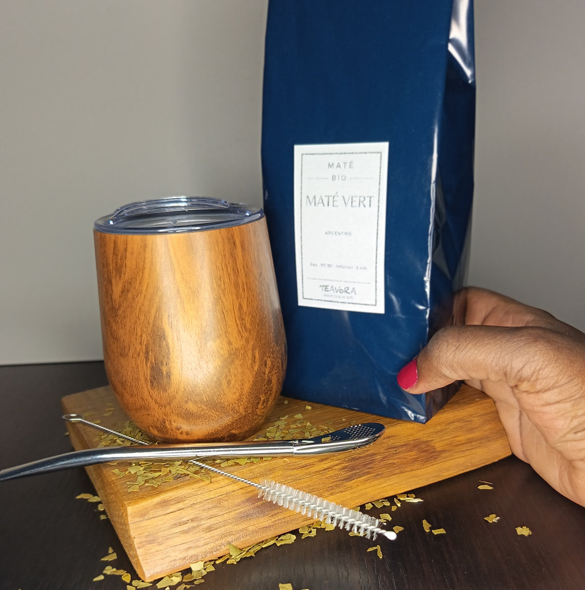 Coffret maté avec calebasse, bombilla et sachet de 150 g de maté vert bio d'Argentine — Teavora