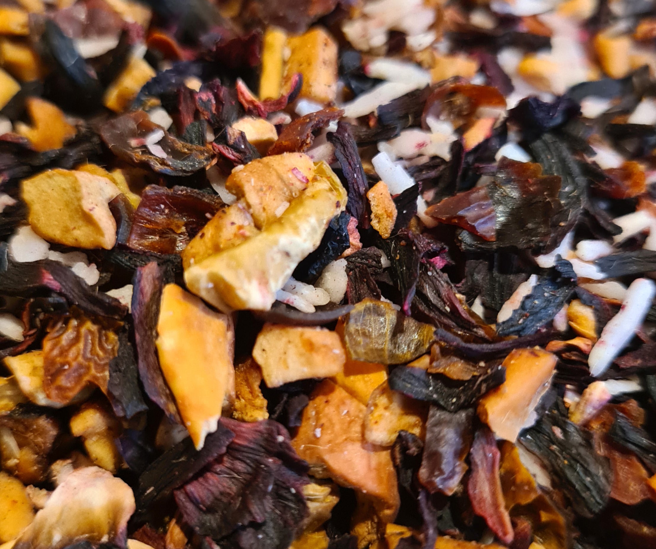 Sachet vrac d'infusion fruitée PIÑA COLADA, Teavora, pomme, ananas, coco, hibiscus, orange, idéal glacé en été.