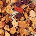 Sachet vrac d'infusion fruitée Summer Sun, Teavora, pomme, pêche, ananas, abricot, betterave rouge, myrte citronnée, citronnelle, passiflore, baie de goji, chili, fleurs d'immortelle, à boire glacé.