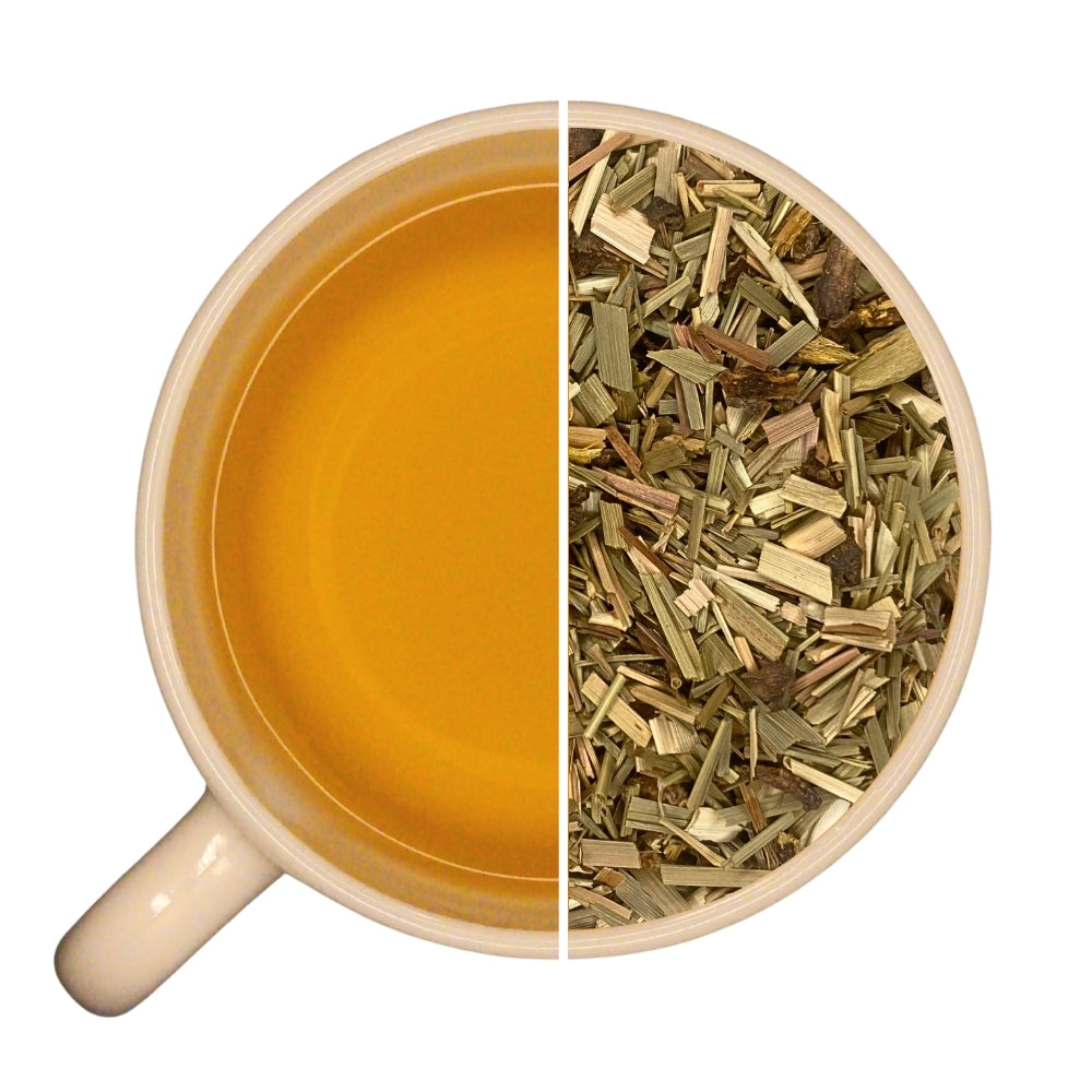 Tasse d'infusion et vrac d'infusion plantes et épices DOUCEUR AFGHANE, ctronnelle, citron, cardamome, réglisse, vanille.