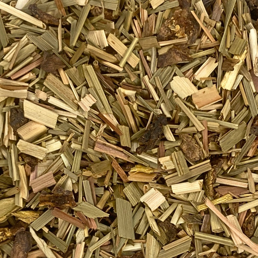 Sachet d'infusion de plantes et épices Douceur Afghane Teavora, citronnelle, citron, cardamome, réglisse, vanille, en soirée.