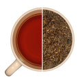 Tasse de rooibos et vrac de rooibos HOMMAGE À HOKUSAÏ, cerise, pétales de rose blanche, sans théine.