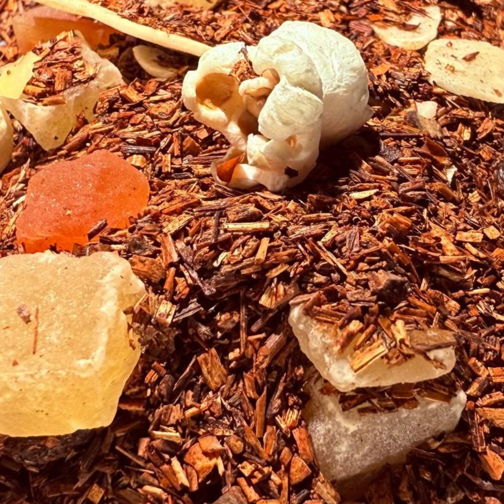 Rooibos Nuage d'Amandes Teavora en vrac : amandes grillées, ananas, papaye, cannelle, coco, popcorn — sans théine