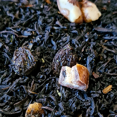 Sachet de thé noir Au coeur du Vignoble Teavora, datte, raisin, griotte, noix, stevia, parfum d'automne, sensation de miel.
