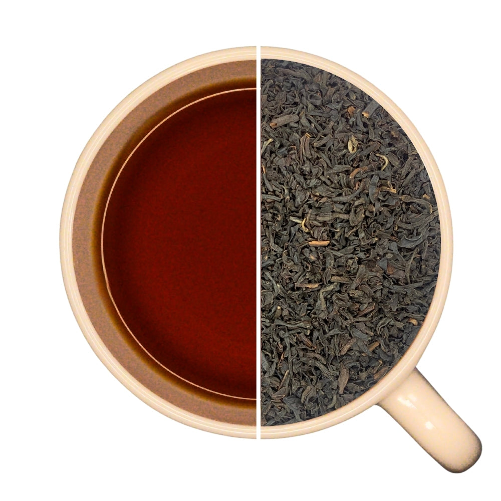 Tasse de thé infusé et vrac de thé noir d'Inde bio ASSAM GFBOP SEWPUR.