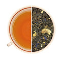 Tasse de thé infusé et vrac de thé oblong fruité BONHEUR TIBÉTAIN, pêche, figue, baies de goji, papaye.