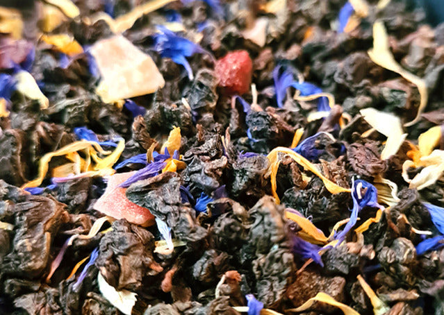 Sachet vrac de thé oblong fruité BONHEUR TIBÉTAIN, pêche, figue, baies de goji, papaye.