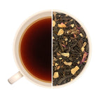 Sachet de thés noirs Pu'Er et fumé Taj Mahal Teavora, cannelle, orange, citron, rose, girofle, peut servir pour un chai latte.