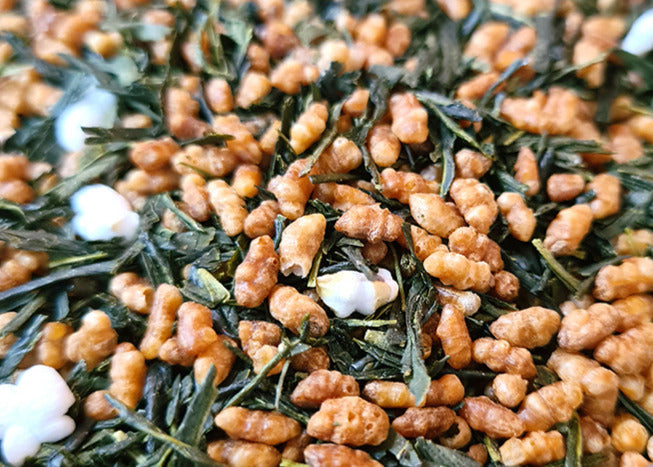 Sachet vrac de thé vert bio du Japon GENMAICHA KAGOSHIMA, riz, maïs, pop corn, idéal pour le matin.