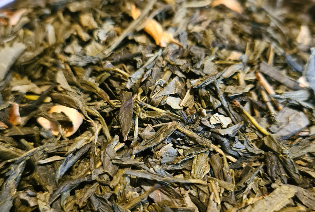 Sachet vrac de thé vert FLEUR D'ORANGER, idéal pour le matin.