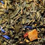 Thé vert L'Herbe Bleue Teavora en vrac : figue, datte, rhubarbe, fruits rouges, fleur d'oranger — pour l'après-midi