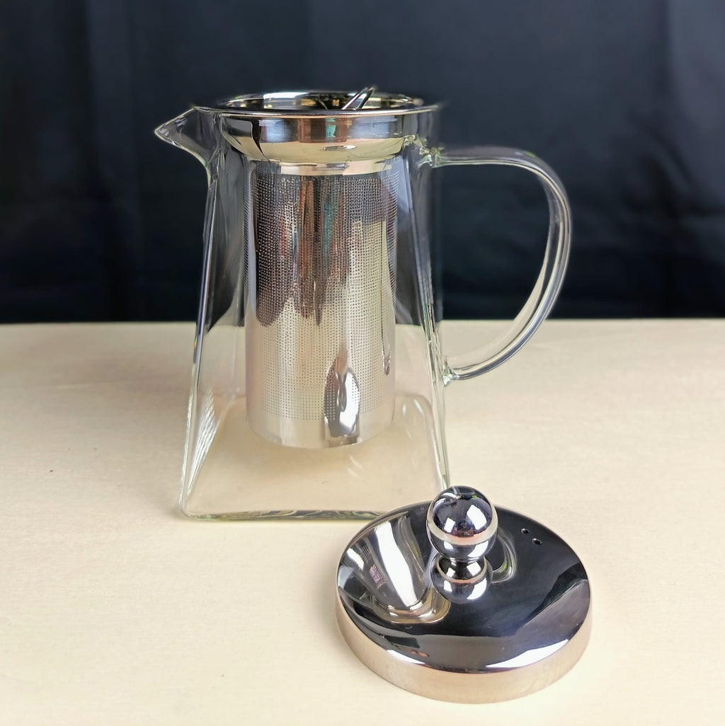Filtre inox amovible de la théière carrée en verre borosilicate 75 cl — Teavora