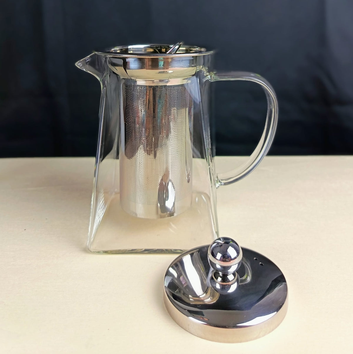 Filtre inox amovible de la théière carrée en verre borosilicate 75 cl — Teavora